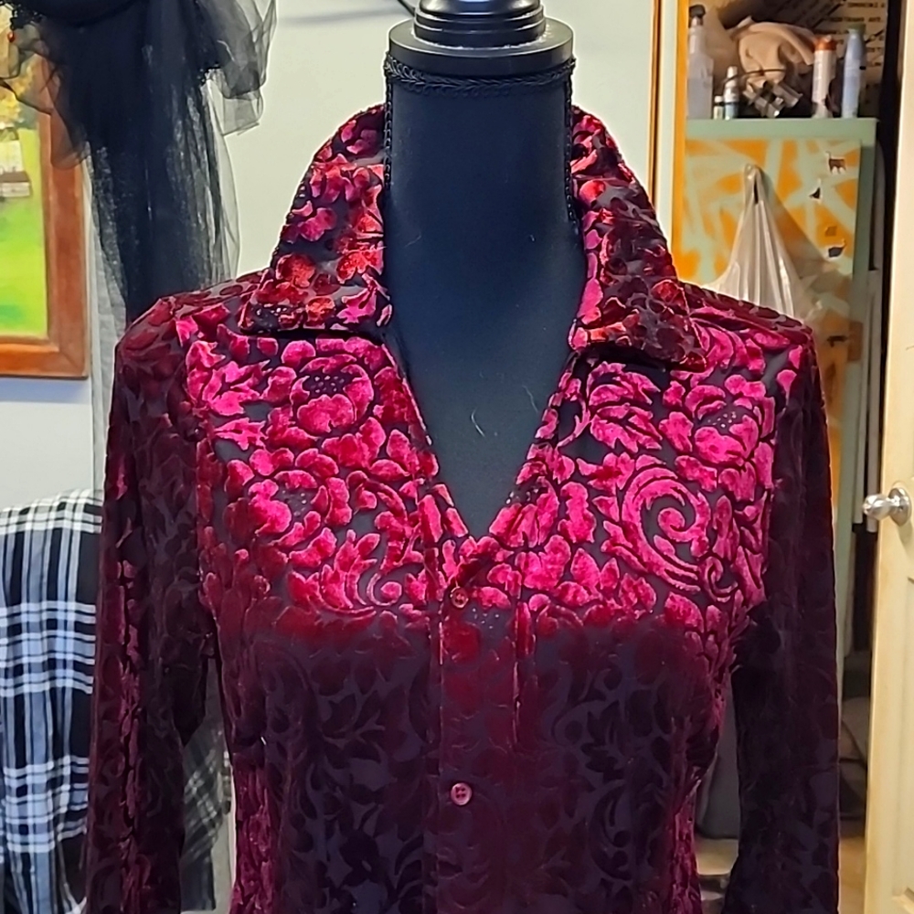 Ultra Pink see through short dress or long blouse.